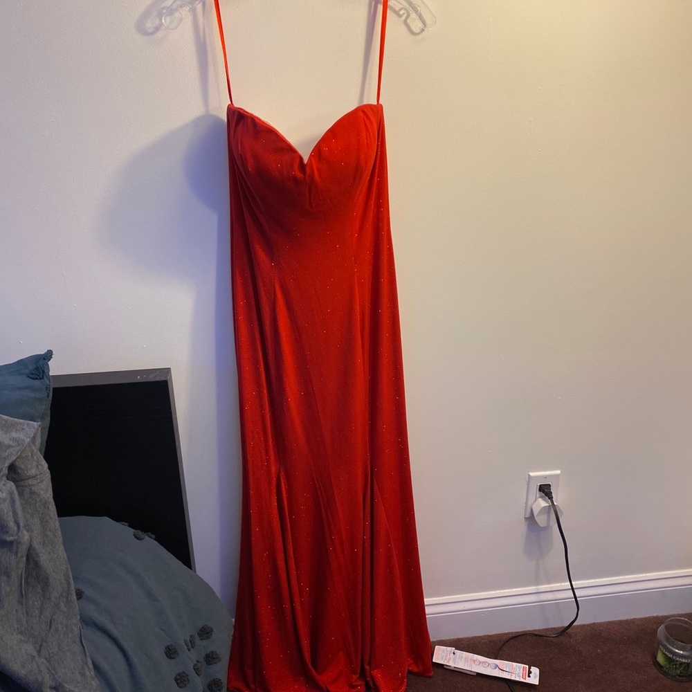 Size 4 Sherri Hill Red glitter prom dress worn 1